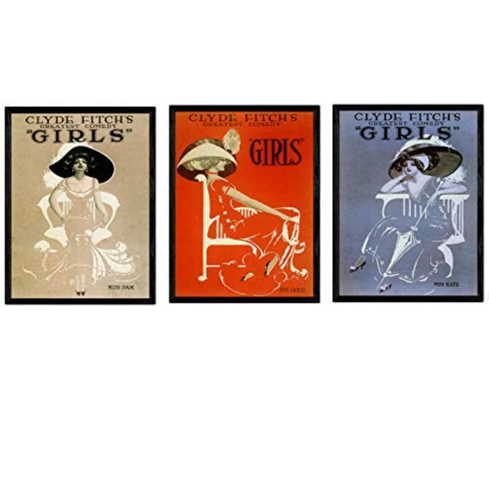 POSTER Set Mit 3 Drei Vintage-Frauen A4 Rahmenlos - Klar, Papier (29.7/5/21cm) - Nacnic