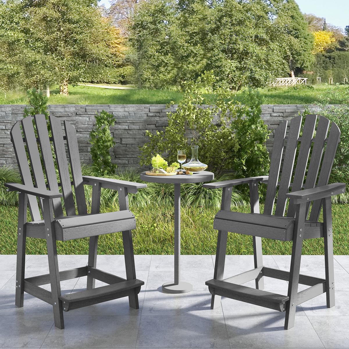 STUHL Hoher Adirondack Grau - Grau, Kunststoff (85/119/70cm) - COSTWAY