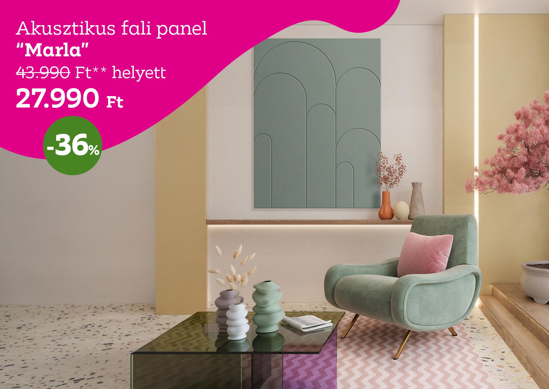 Akusztikus fali panel MARLA 43990 Forint helyett 27990 Forint, kedvezmény mértéke 36%