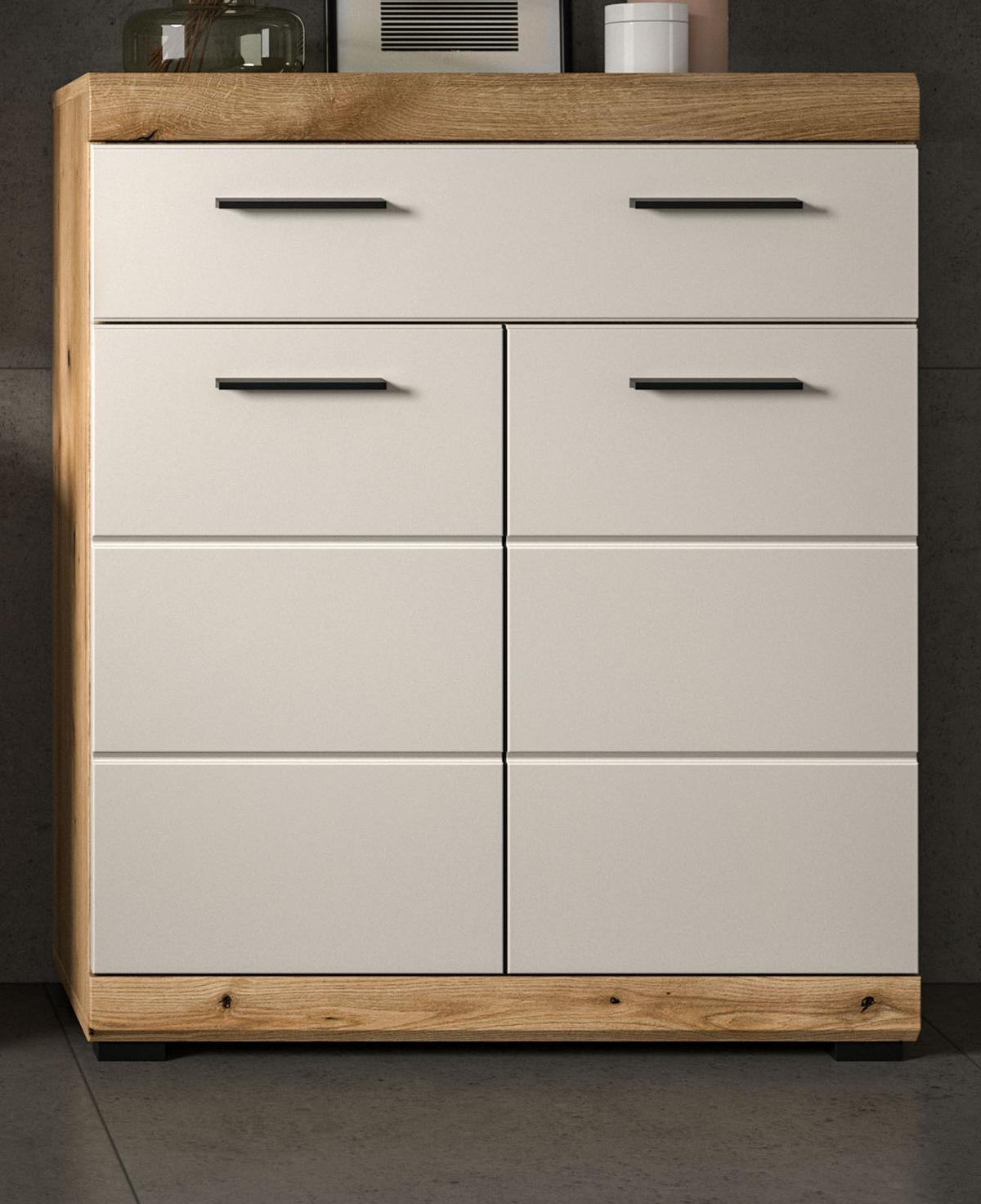 BADKOMMODE Sand Kashmir, Eiche, Badschrank 74 x 88 cm 2-türig mit Vollauszug - Kaschmir/Eichefarben, Holzwerkstoff/Kunststoff (74/88/31cm) - Inn.Furn