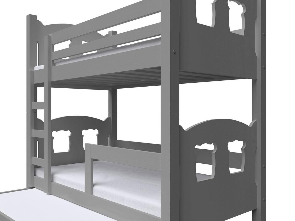 ETAGENBETT LEONE mit Bettkasten 80x180 cm Grau - Grau, Holz (80/180cm) - MASSENO