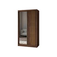 SCHWEBETÜRENSCHRANK NELVIA 120/216/61 cm Modern Kleiderschrank 2-türig mit Spiegel Nussbaumfarben - Nussbaumfarben, Holzwerkstoff (120/216/61cm) - MASSENO
