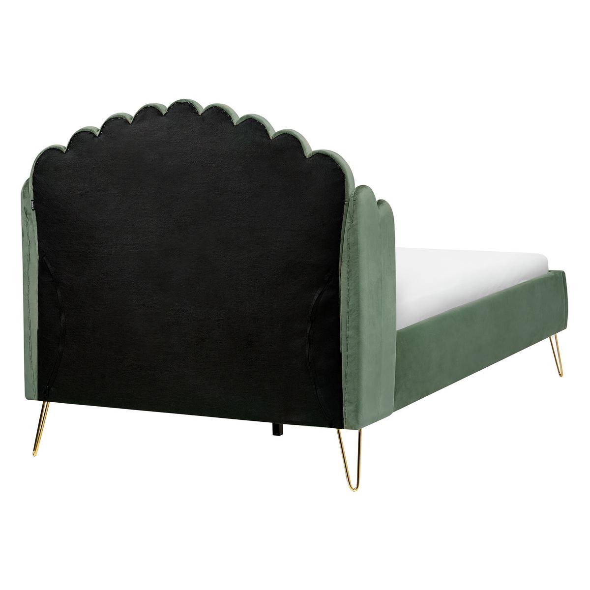BETT mit Lattenrost 120/200 cm Grün Ambillou - Goldfarben/Grün, Textil (120/200cm) - Beliani