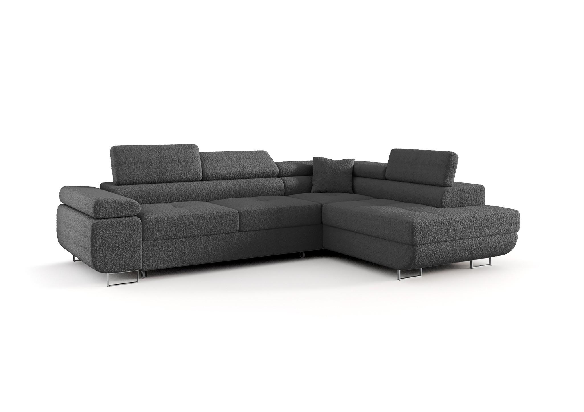 ECKSOFA Monaro Mit Schlaffunktion - Dunkelgrau, Holzwerkstoff/Textil (275/202cm) - Fun Möbel