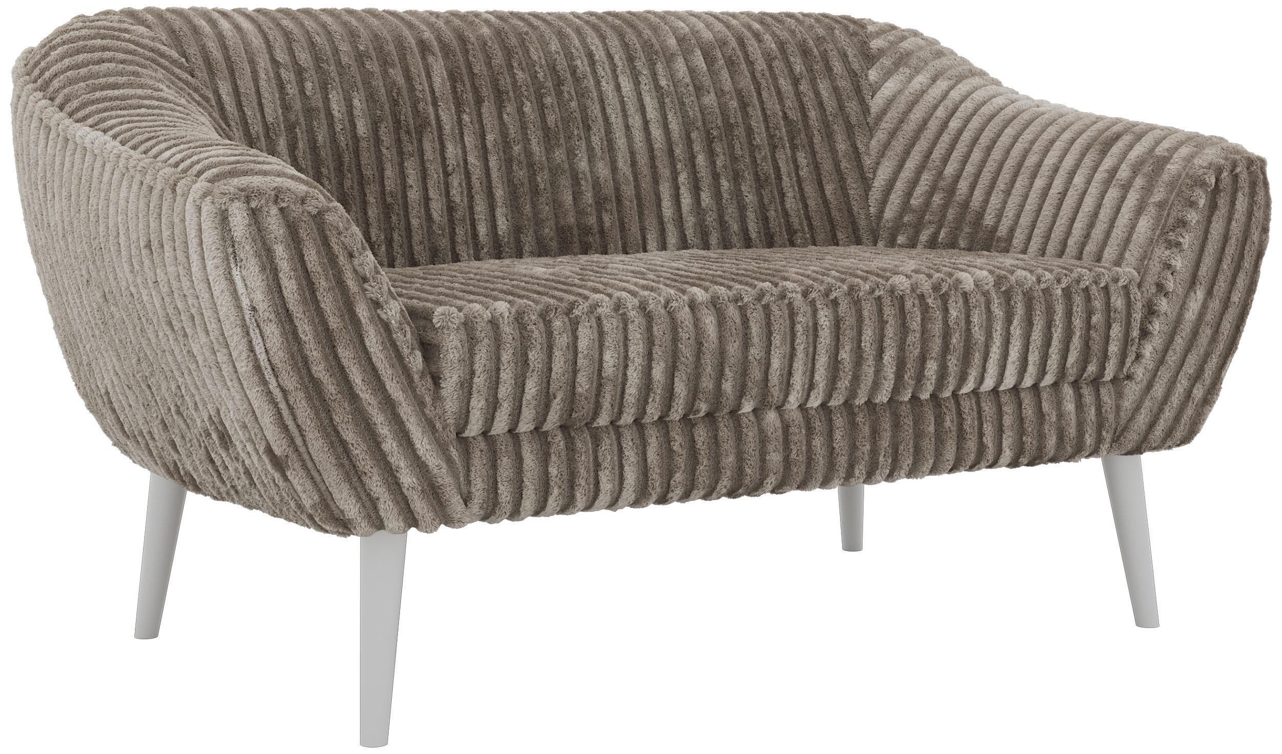 2-SITZER-SOFA PIRS - Hellbraun Cord - Weiße Beine - Hellbraun/Weiß, Holzwerkstoff/Textil (140/75/74cm) - MKS