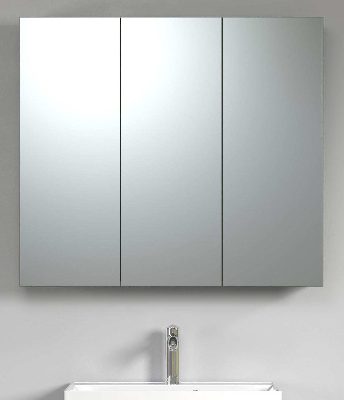 SPIEGELSCHRANK grün 90 cm, Badschrank 3-türig - Klar/Grün, Glas/Holzwerkstoff (90/80/20cm) - Top.Furn