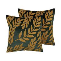 DEKOKISSEN 2er-Set Dunkelgrün 45/45 cm Mistletoe - Dunkelgrün, Textil (45/45cm) - Beliani