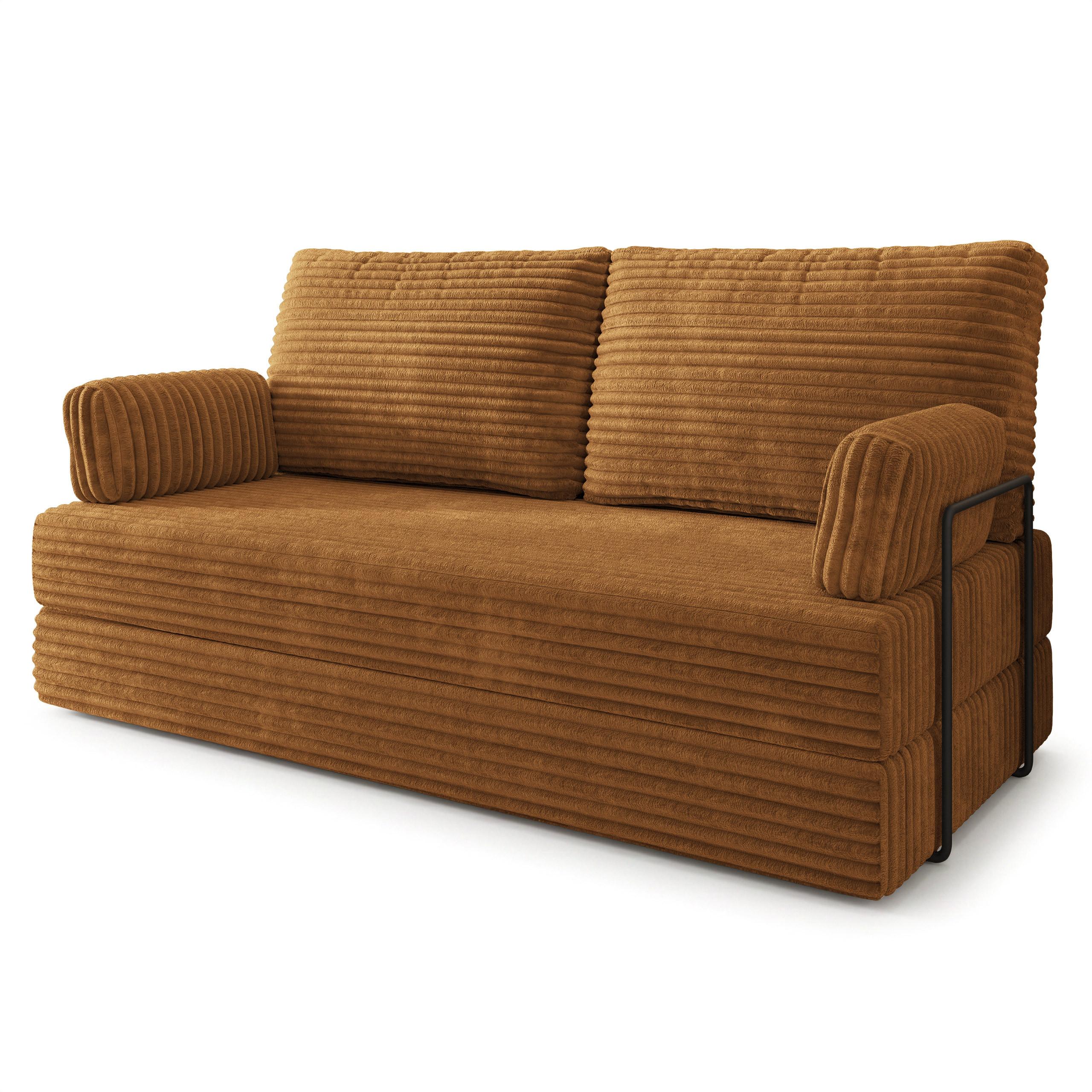 BETTSOFA SILAR aus Schaumstoff Kordstoff Orange Schlaffunktion - Orange, Textil (170/86/80cm) - MASSENO