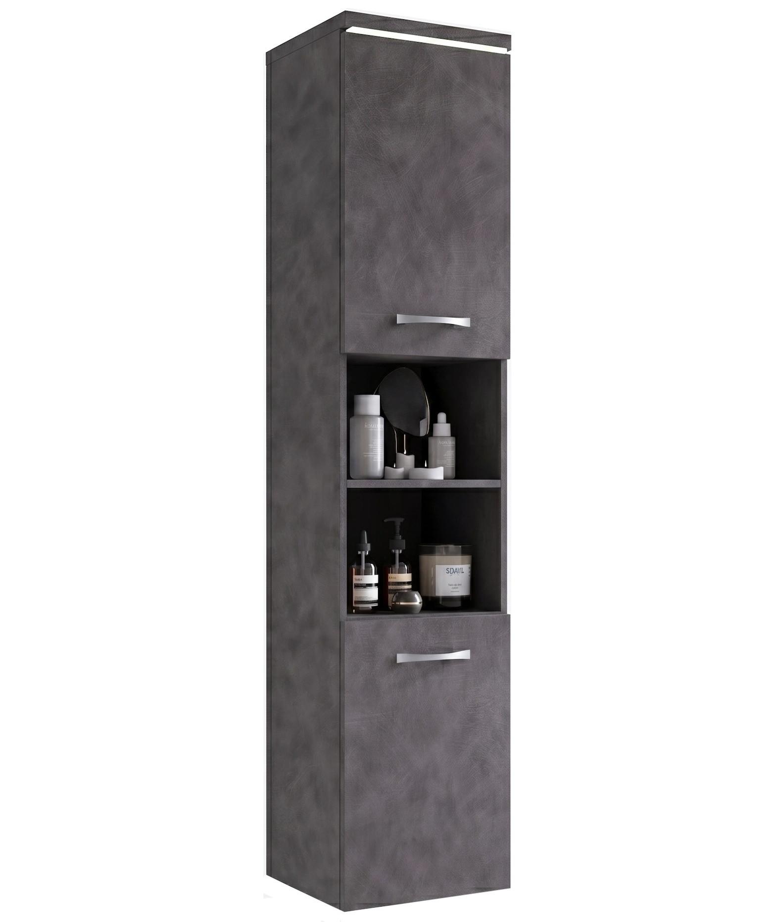 BADEZIMMERSCHRANK Paso mit 2 Türen Dunkel Grau - 35 x 35 x 160 cm - Grau, Holz (35/160/35cm) - Badplaats