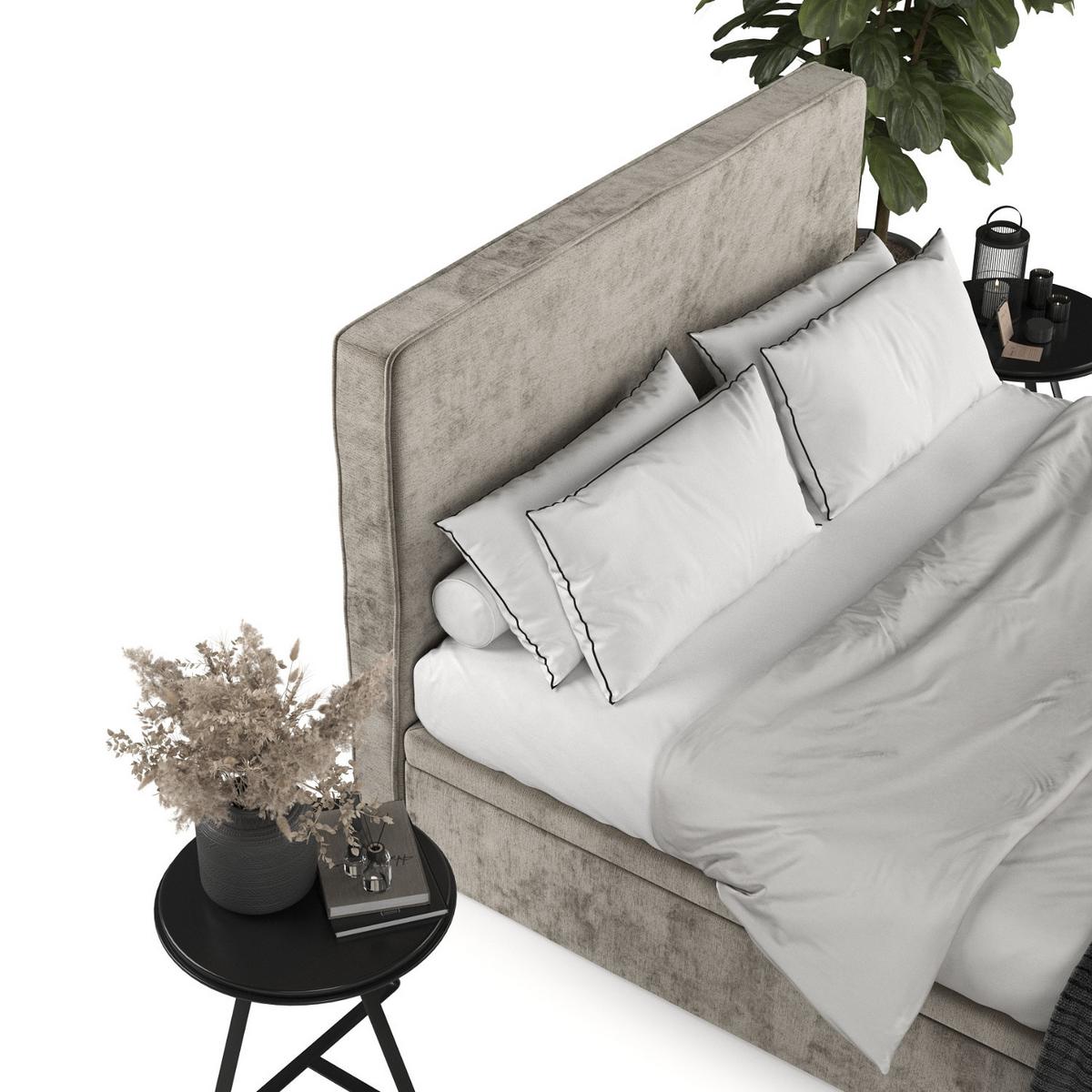 POLSTERBETT Hush mit Stauraum 140/200 cm Beige im Lotta Stoff - Beige/Schwarz, Holz/Holzwerkstoff (140/200cm) - AltaBeds