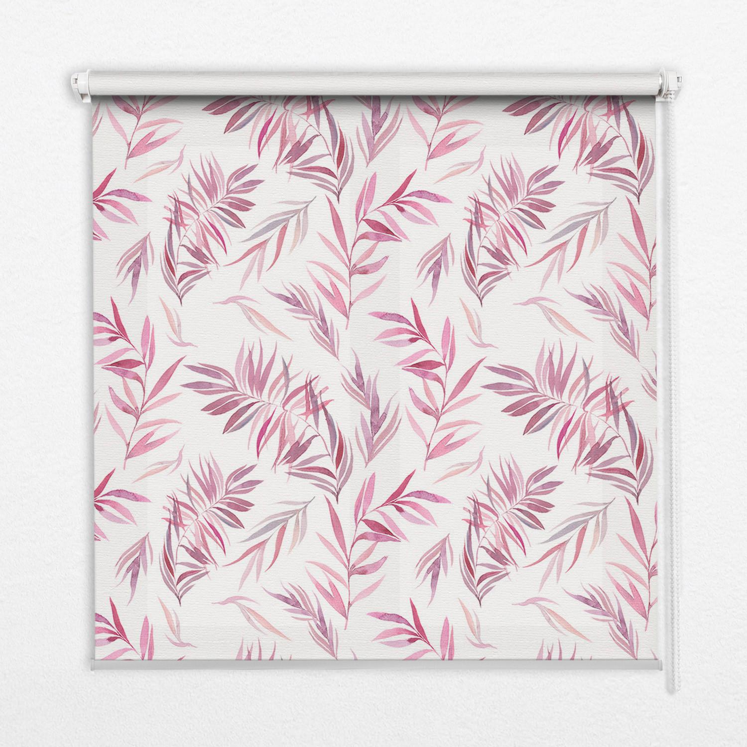 INNENROLLO - Fensterrollo - Rollo - 110x140 cm - Rosa Blätter - Pink, Kunststoff (110/140/0.5cm) - TULUP