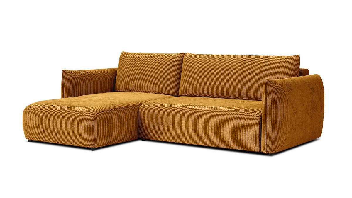 ECKSOFA TAUER 3-Sitzer rechts, safran - Gelb/Schwarz, Holz/Textil (248/173cm) - Wozimo
