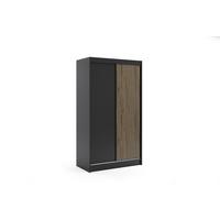 KLEIDERSCHRANK VILAN mit Lamel - 120 cm - Schwarz|Eiche Wotan - Eiche Wotan/Schwarz, Holzwerkstoff (120/215/61cm) - ALTDECOR