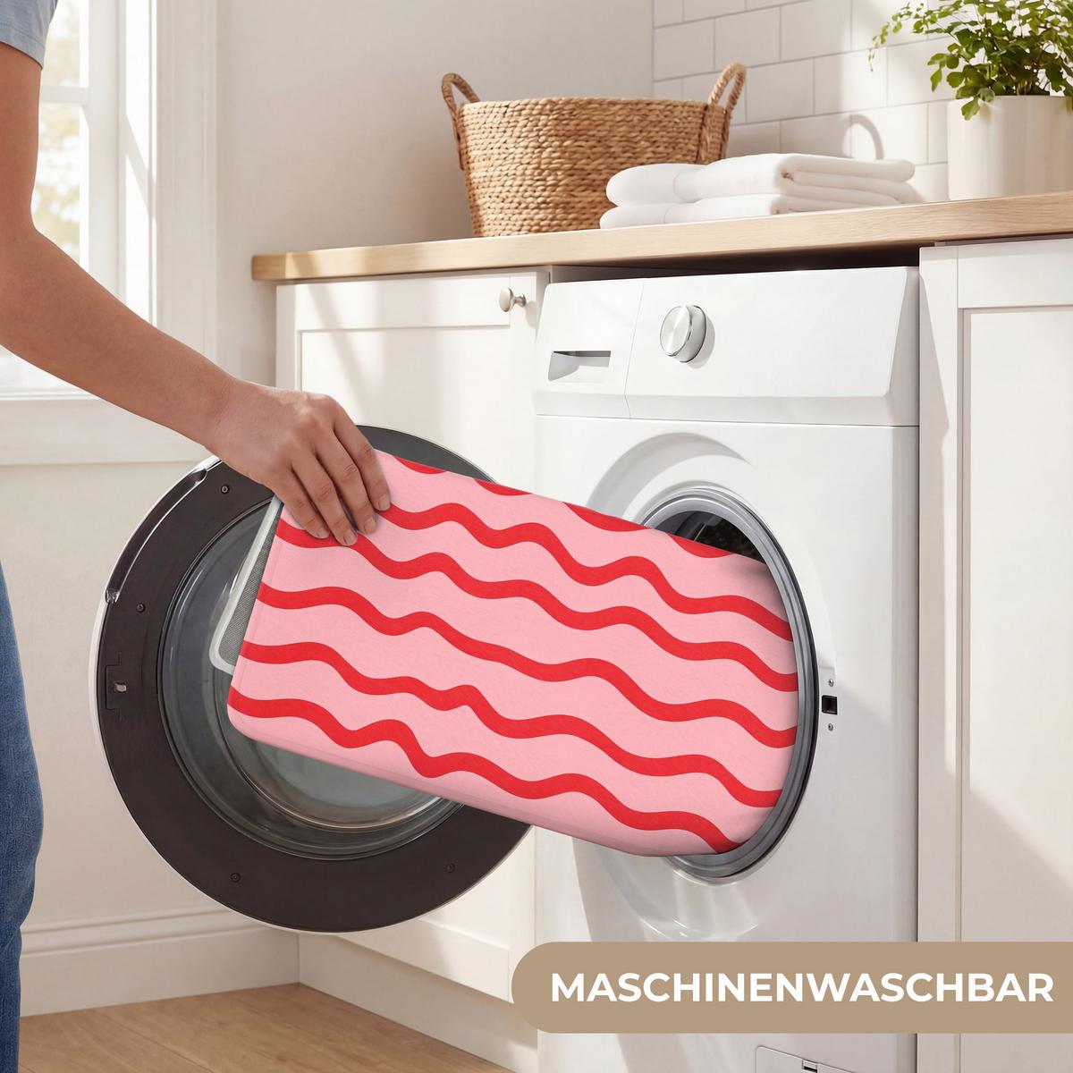 BADEMATTE Verspielt - Muster - Rot 90x60 cm - Rosa, Textil (90/60cm) - OnlyWow