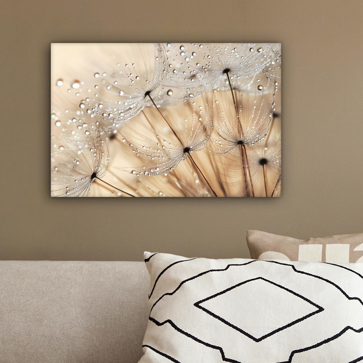 LEINWANDBILD Löwenzahn - Abstrakt - Natur - Beige Deko Schlafzimmer 30x20 cm - Braun, Textil (30/20cm) - MuchoWow