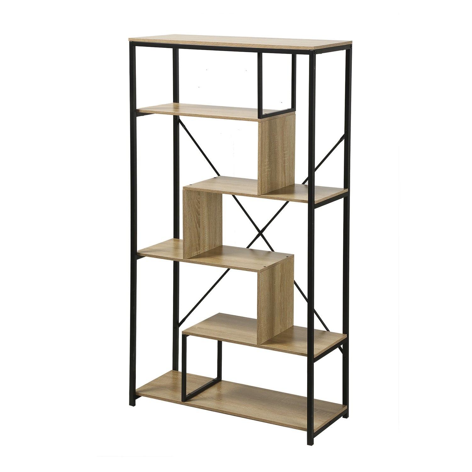 BÜCHERREGAL mit Regalen auf 6 Etagen H160 cm - Nussbaumfarben, Holzwerkstoff (34/160/38cm) - Calicosy