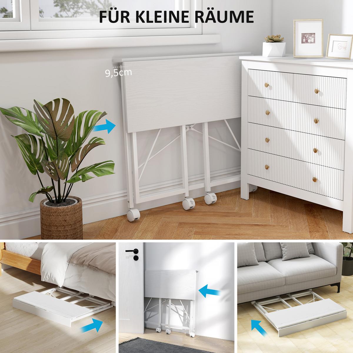 SCHREIBTISCH aus MDF Stahl Weiß - Weiß, Holzwerkstoff (80/40/75cm) - HOMCOM