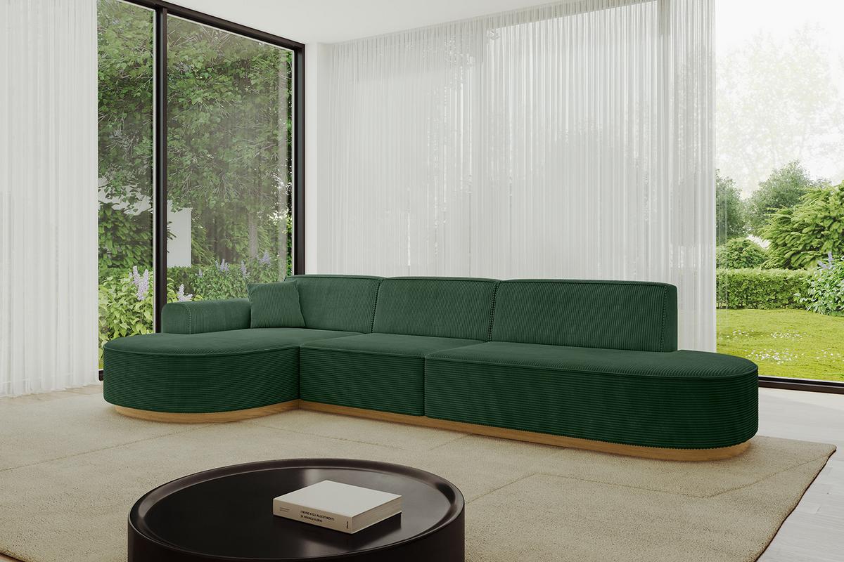ECKSOFA Ottomane Links MARI-L2-v2 - 328x171x83 cm Grün Cord - Grün, Holzwerkstoff/Textil (328/171cm) - ALTDECOR