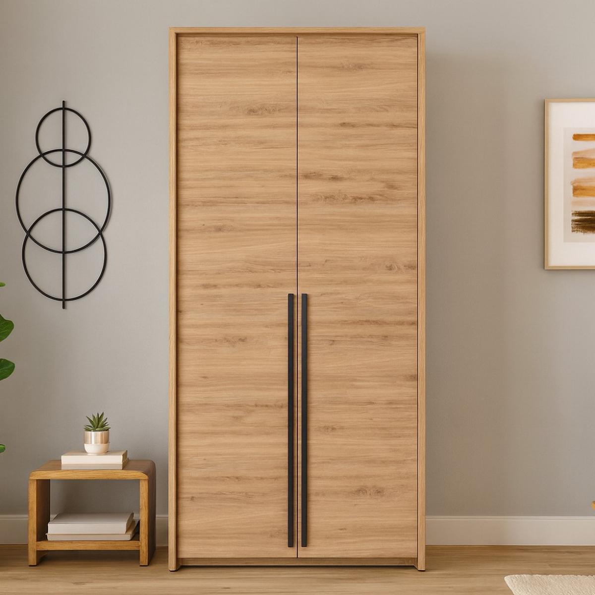 DREHTÜRENSCHRANK Giana mit 2 Türen, 105 cm, eichefarben - Eichefarben, Holzwerkstoff (105/217/65cm) - Beautysofa