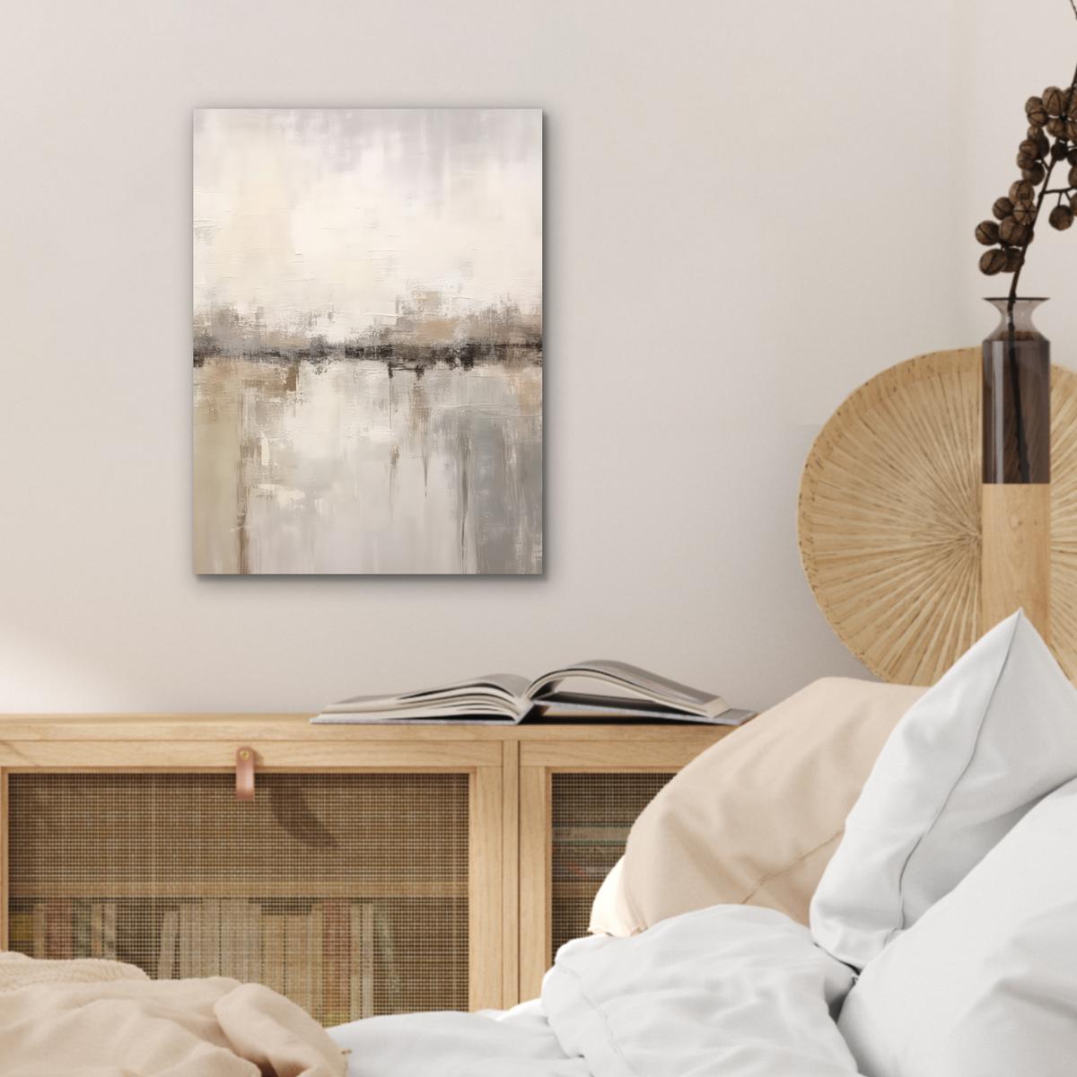 METALLBILD Moderne Kunst - Abstrakt - Beige 30x40 cm - Beige, Metall (30/40cm) - MuchoWow