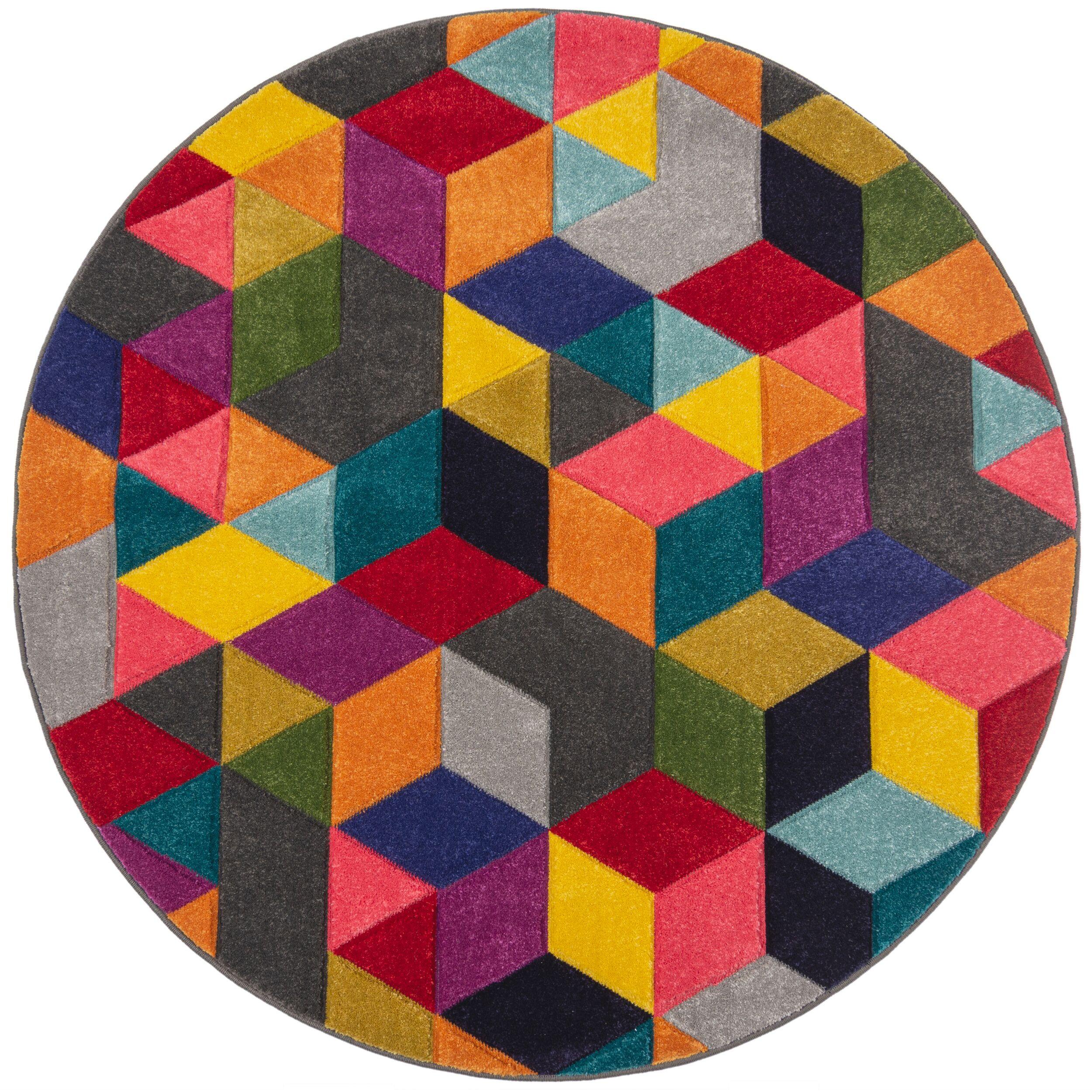TEPPICH MEON, geometrisch, aus Polypropylen, Bunt, Ø 160 cm - Multicolor, Textil (160/160cm) - KADIMA DESIGN