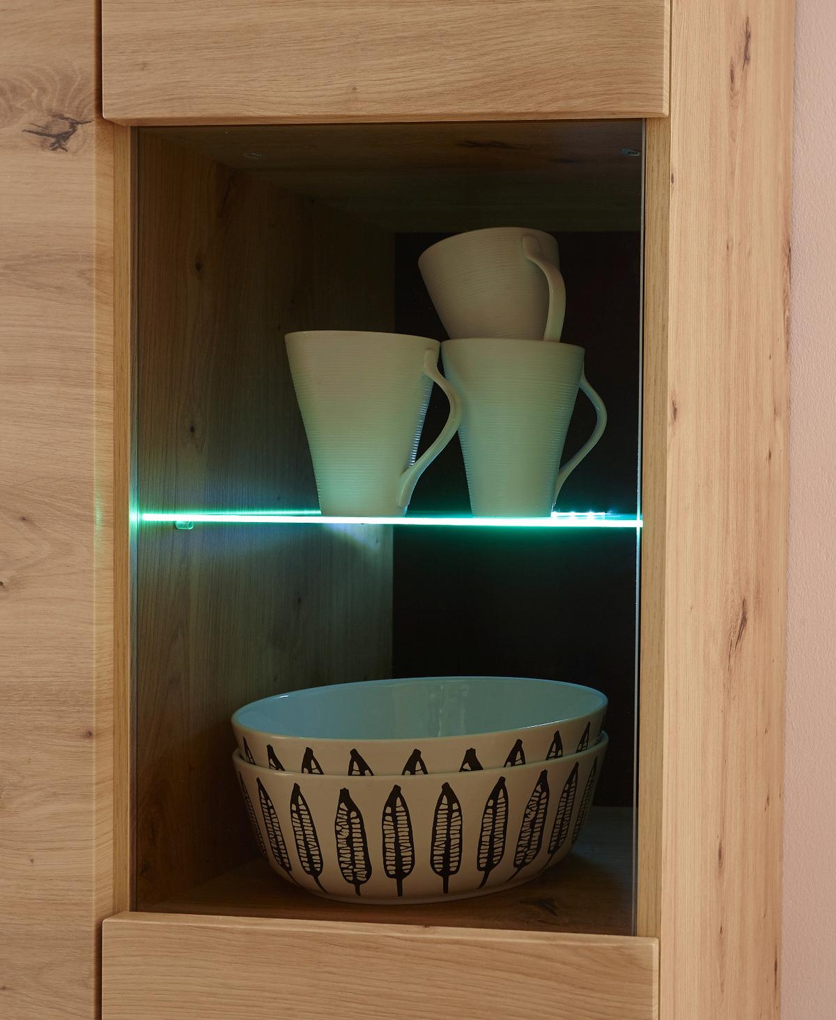 WOHNWAND 4-teilig Eiche Artisan, schwarz 344 cm, Schrankwand skandinavisch - Schwarz/Eiche Artisan, Glas/Holz (344/170/40cm) - Furn.Design