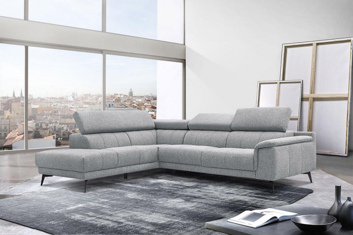 ECKSOFA FIERO 5-Sitzer, silberfarben - Silberfarben/Schwarz, Holzwerkstoff/Textil (158/269cm) - Wozimo