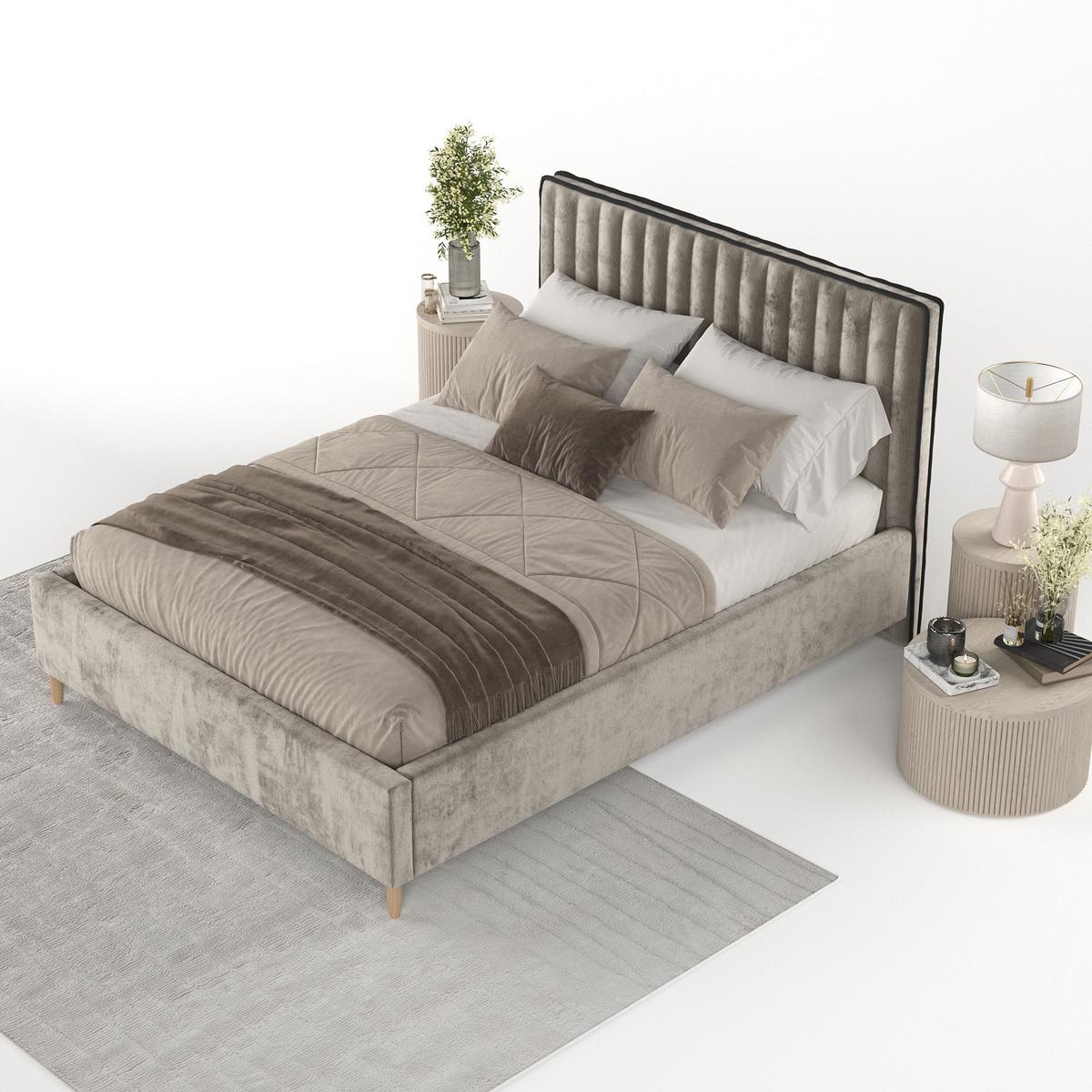 POLSTERBETT Aria 160/200 cm Beige im Lotta Stoff - Beige/Naturfarben, Holz/Holzwerkstoff (160/200cm) - AltaBeds