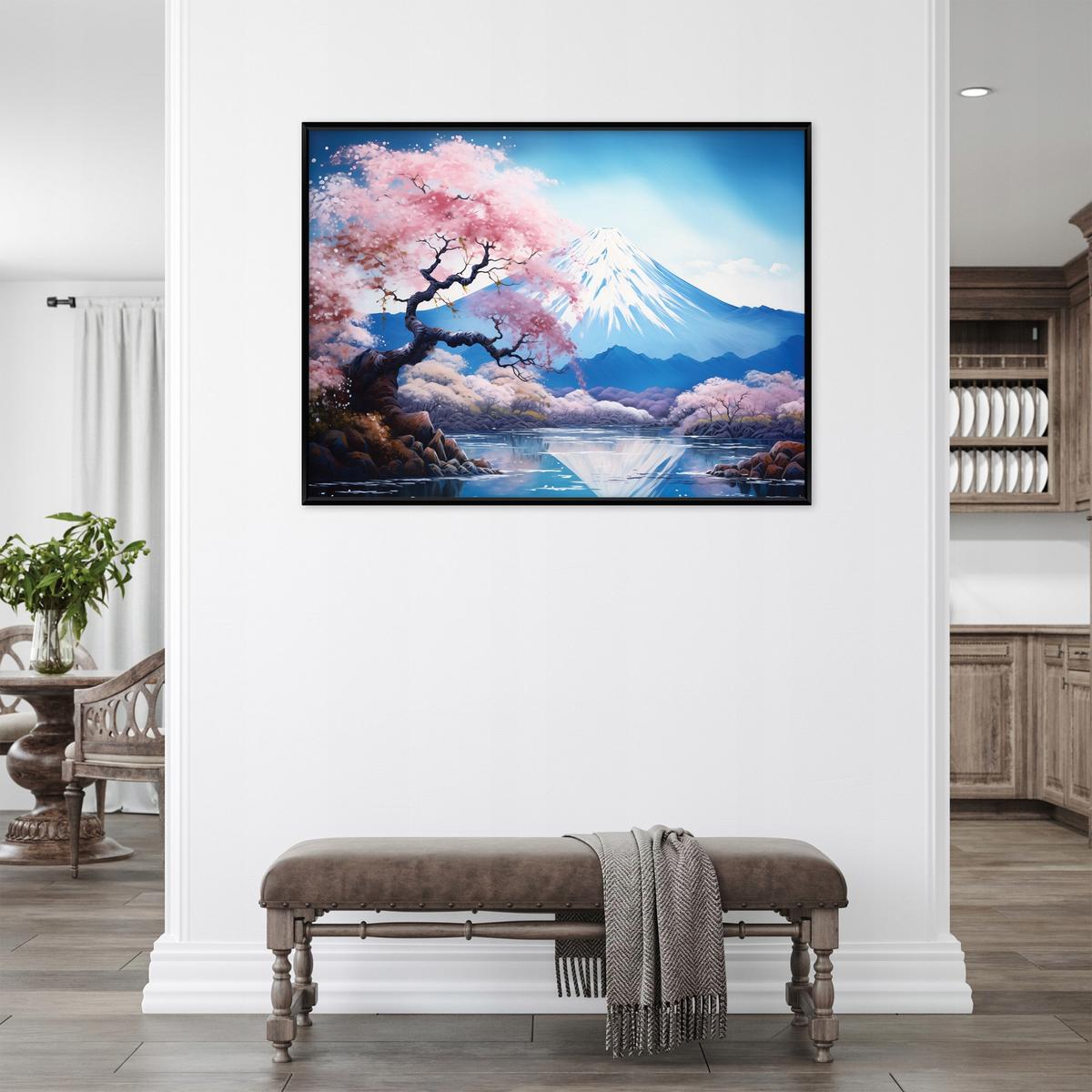 BILDER mit Rahmen Vulkan Fidschi Blau 60x40 cm - Multicolor, Holzwerkstoff (60/40cm) - Wallarena