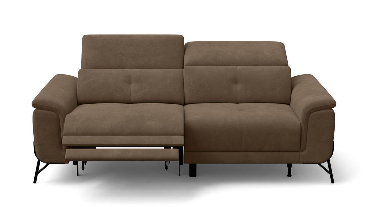 SOFA RELAX AVENA 3-Sitzer, brauner Veloursstoff - Schwarz/Braun, Holz/Textil (204/80/108cm) - Courtois Laville