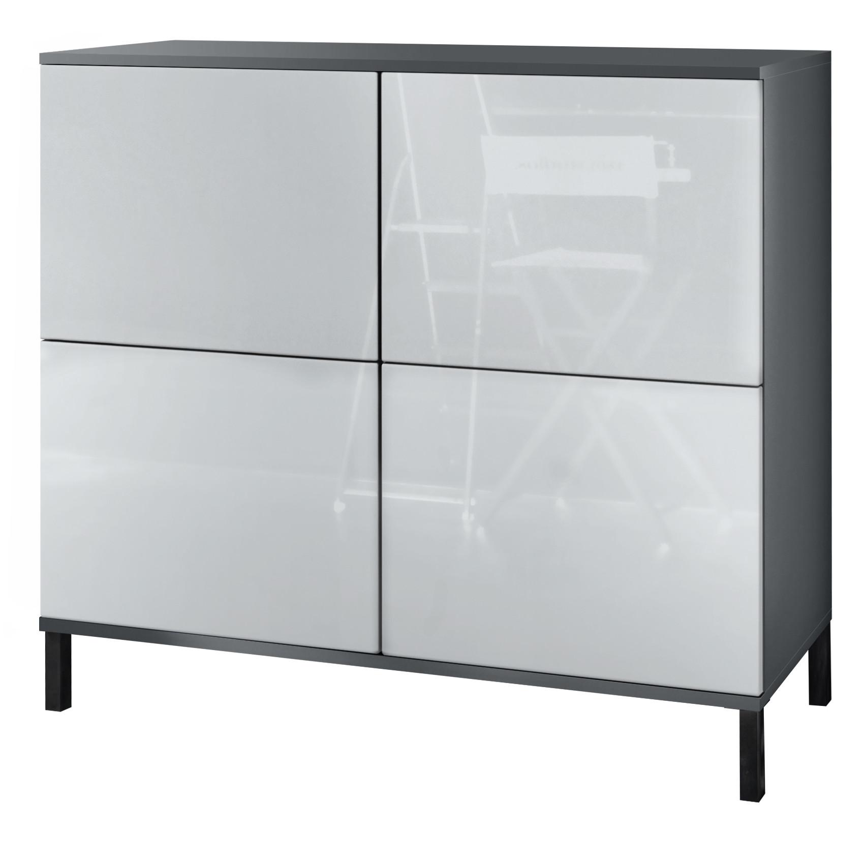 KOMMODE Rova Weiß Hochglanz - Weiß Hochglanz, Holzwerkstoff (92.5/83.5/35cm) - Vladon