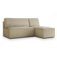 ECKSOFA BRISO M Creme Velours-Stoff mit Schlaffunktion - Creme/Grau, Holz/Kunststoff (200/140cm) - MASSENO