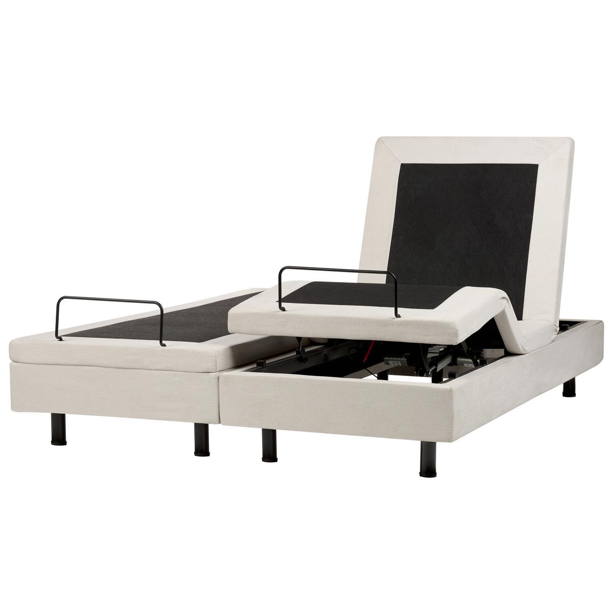 POLSTERBETT Verstellbar 160/200 cm Hellbeige Duke II - Beige/Schwarz, Textil (160/200cm) - Beliani