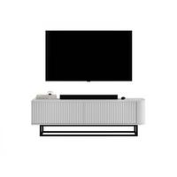 TV-LOWBOARD Aurora Weiß matt 140 cm mit schwarzem Metallrahmen - Goldfarben/Weiß, Holzwerkstoff/Metall (140/44/35cm) - Meble Lindner