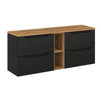 WASCHTISCHUNTERSCHRANK 140.4cm Riva Schwarz und Holz - Schwarz, Holzwerkstoff (140.4/59/40cm) - Petits-meubles