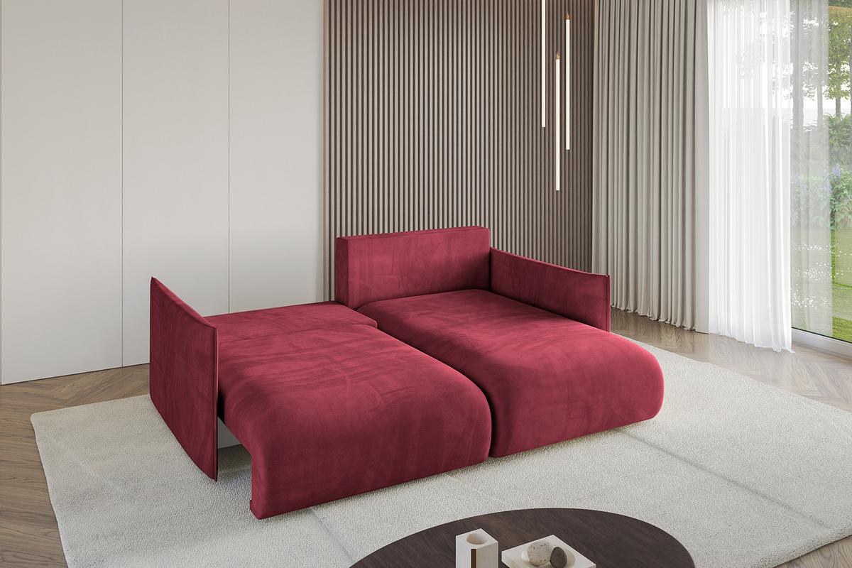 ECKSOFA Ottomane rechts ONESK-L 216x177x72 Bordeauxrot Velours - Bordeaux, Holzwerkstoff/Kunststoff (177/216cm) - ALTDECOR