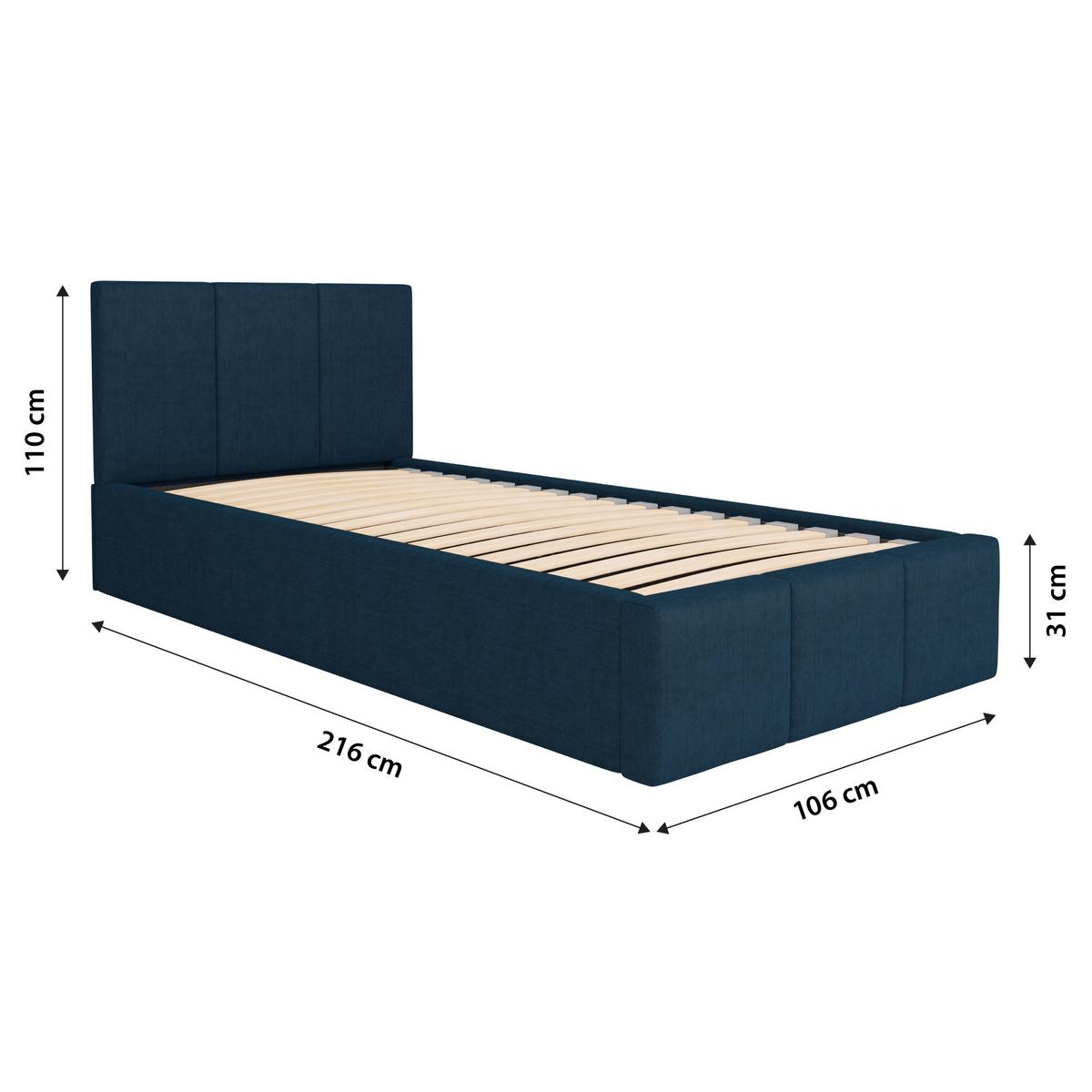 POLSTERBETT für Schlafzimmer Bett mit Stauraum Dunkelblau 90x200 - Dunkelblau, Holzwerkstoff/Metall (90/200cm) - Muralo