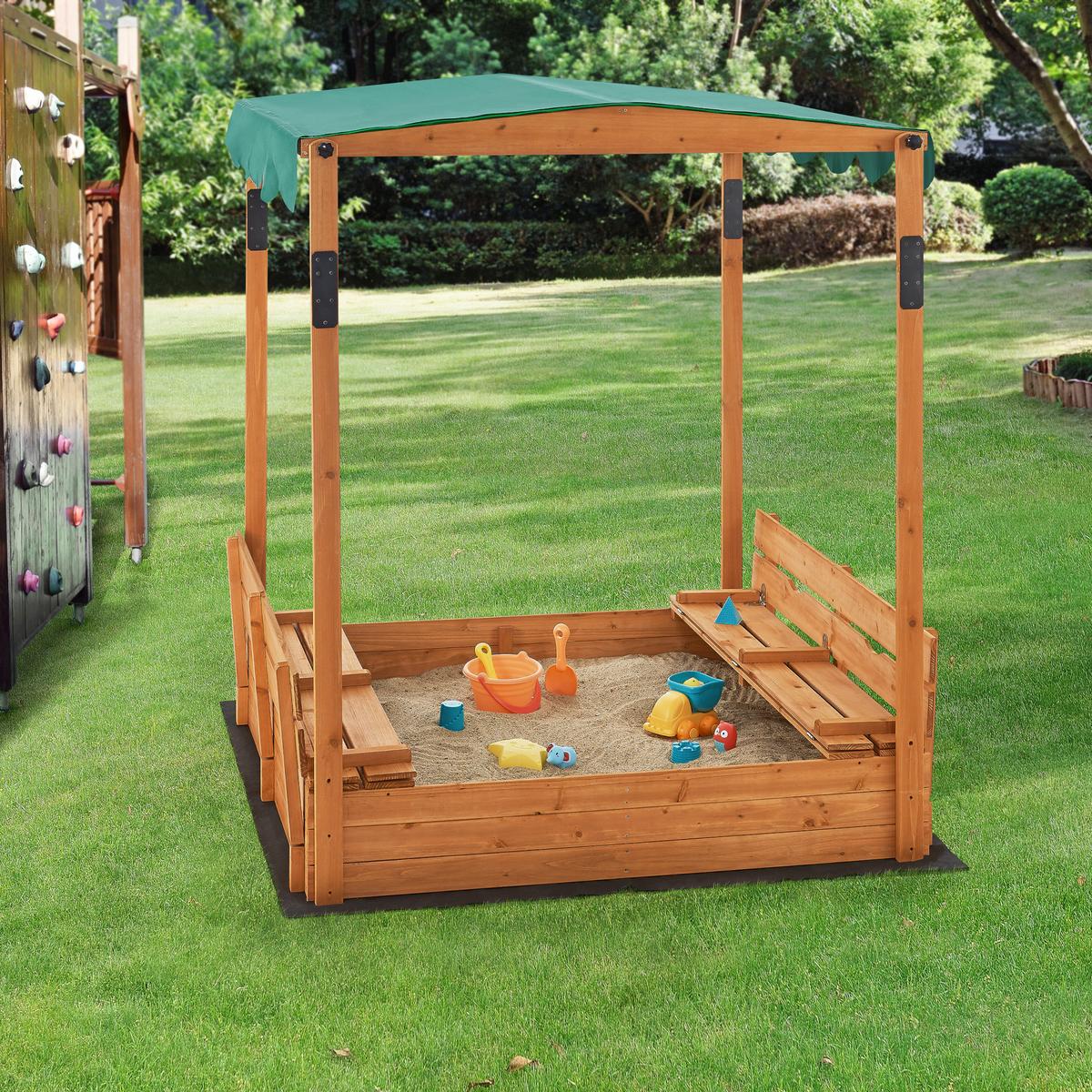 SANDKASTEN Pitsunda - Naturfarben/Grün, Holz (118/118/145cm) - [en.casa]