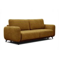 SOFA DRAKE 3-Sitzer mit Schlaffunktion, dunkelgelb - Dunkelgelb/Braun, Holz/Textil (232/90/107cm) - Wozimo