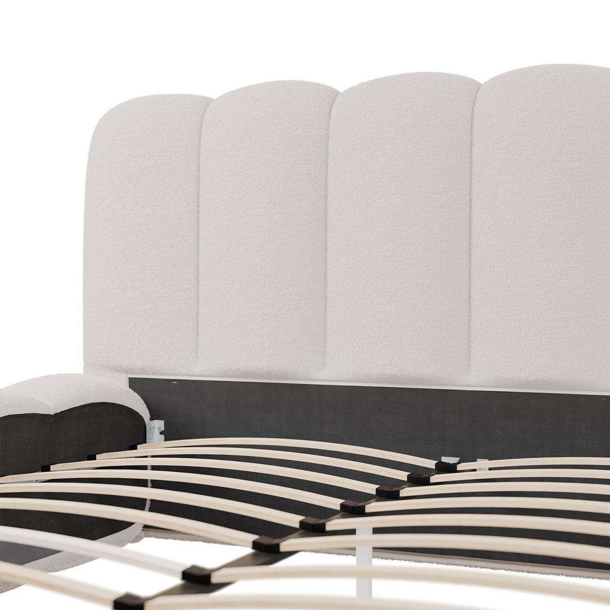 POLSTERBETT Catania 140x200 cm Creme Bouclé - Creme, Textil (140/200cm) - Juskys