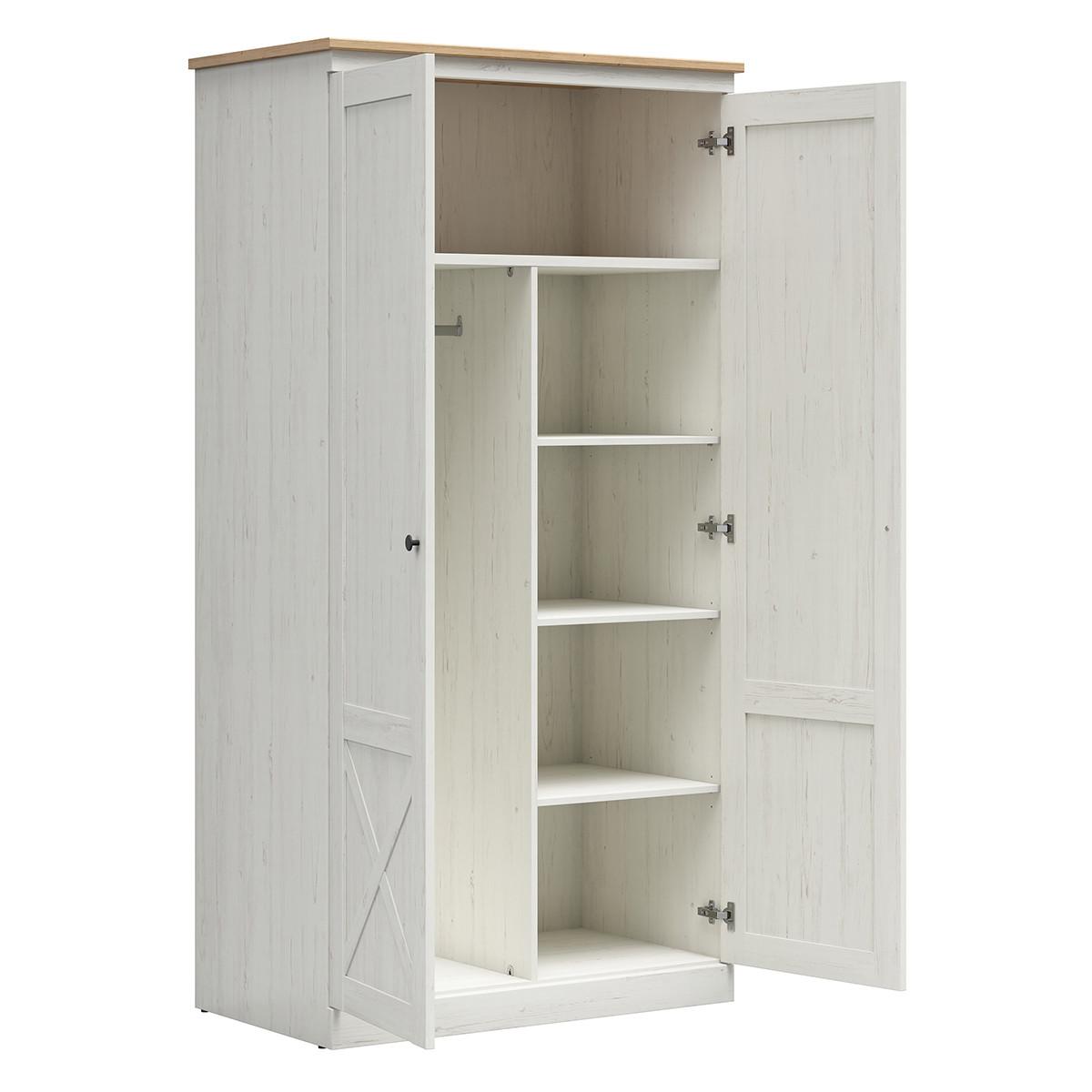 SCHRANK 2 Türen Victoria Weiß und Holz - Weiß, Holzwerkstoff (103/201/58cm) - Petits-meubles