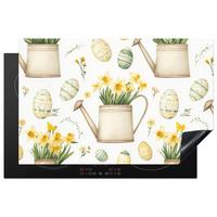 HERDABDECKPLATTE Gießkanne - Blumen - Eier Induktionsschutz 81.6x52.7 cm - Weiß, Kunststoff (81.6/52.7/0.2cm) - MuchoWow
