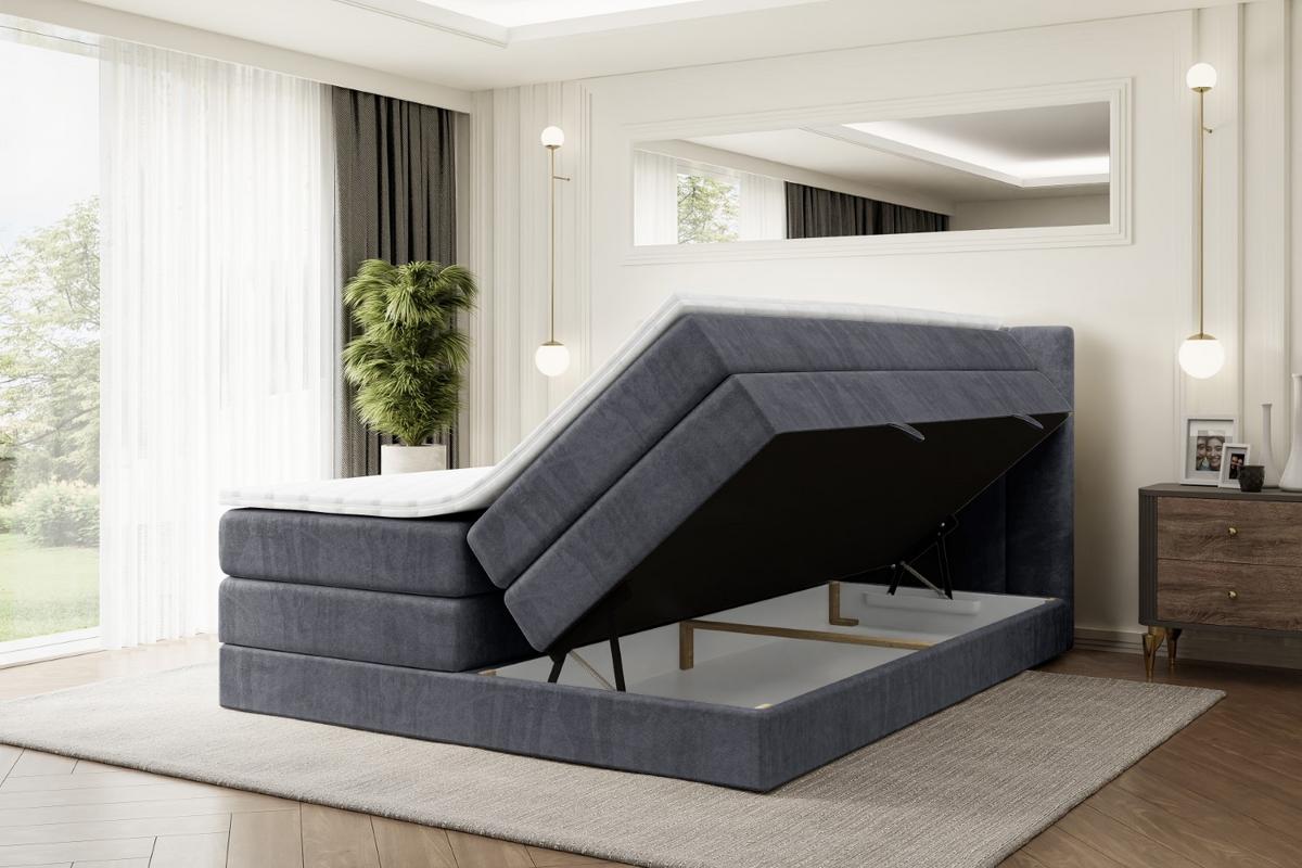 BOXSPRINGBETT OTTA KING - 140x200 - H3/H4 - Dunkelgrau - Dunkelgrau, Holzwerkstoff (140/200cm) - ALTDECOR