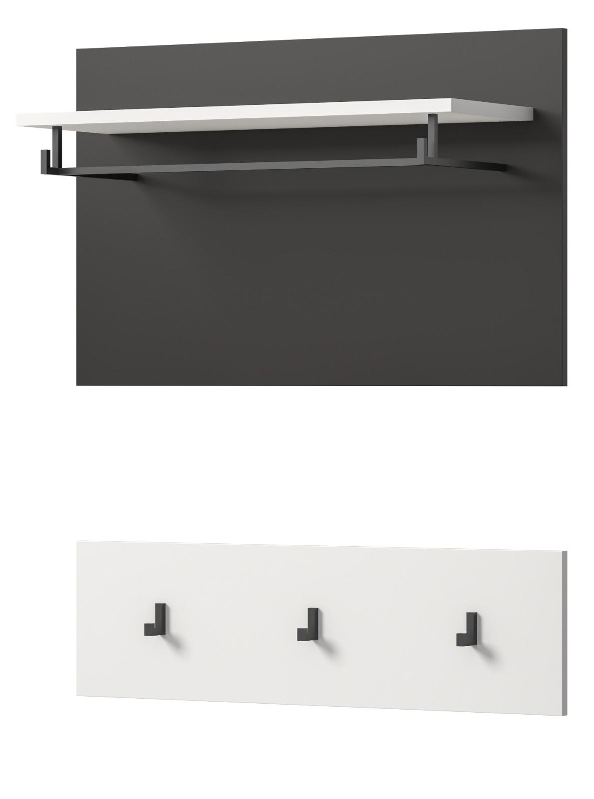 GARDEROBENPANEEL in weiß, grau Set 2-teilig, Flurgarderobe 80 cm, Cooper - Weiß/Grau, Holzwerkstoff/Metall (80/73/27cm) - Inn.Furn