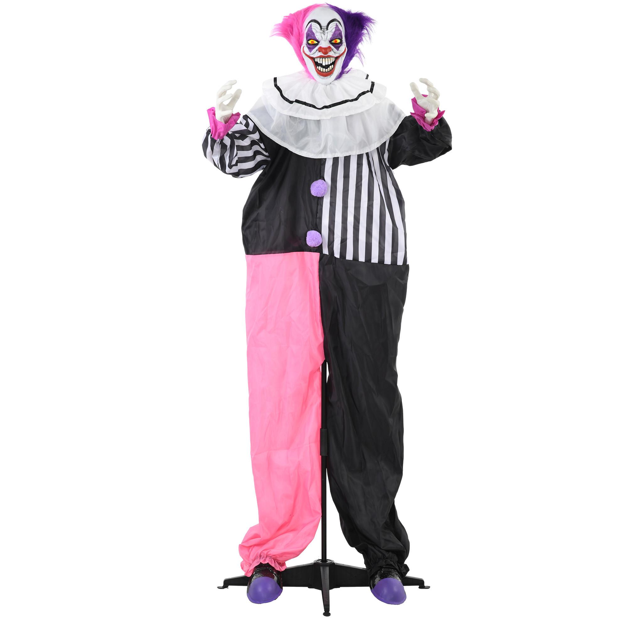 HALLOWEEN-DEKORATION Grusel-Clown 173 cm mit LED-Lichter, Soundfunktion - Multicolor, Textil (18/173/60cm) - HOMCOM