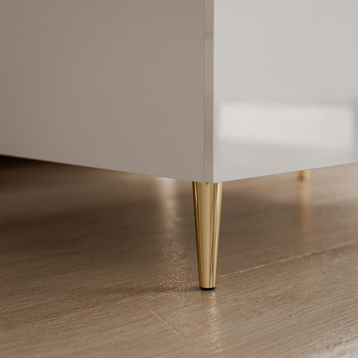 COUCHTISCH AURORA mit Staufach Weiß / Weiß hochglanz - Weiß Hochglanz/Goldfarben, Holzwerkstoff/Metall (60/90/41cm) - Lookway