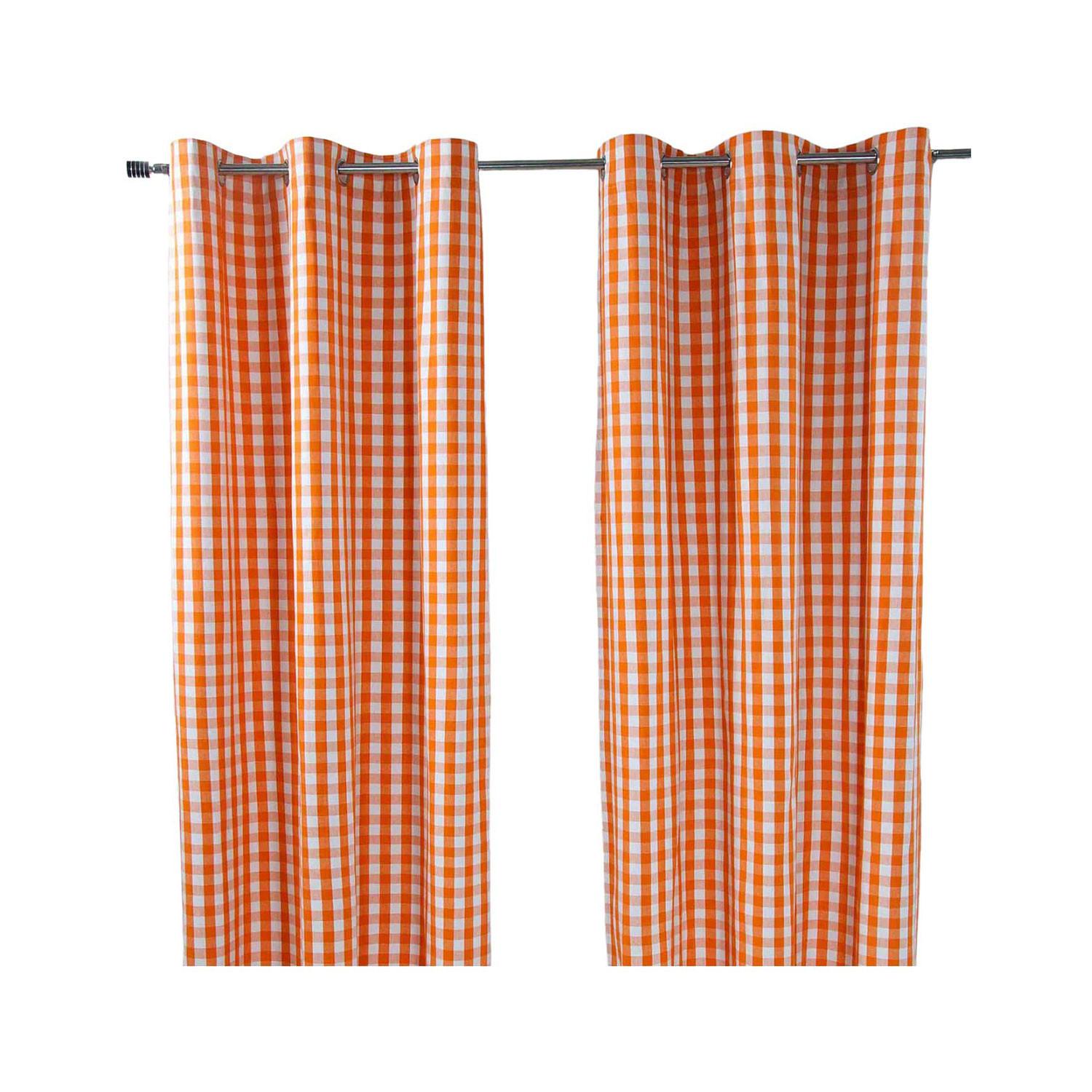 ÖSENVORHANG Karomuster blickdicht 2er-Set, 137/228 cm - Orange, Textil (137/228cm) - Homescapes