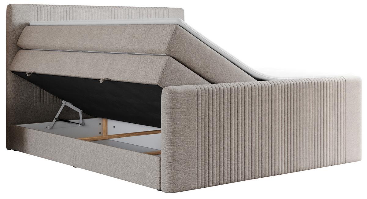 BOXSPRINGBETT KING DOREN 200/200 Beige Struktur - H3 - Beige, Holz/Textil (200/200cm) - MKS