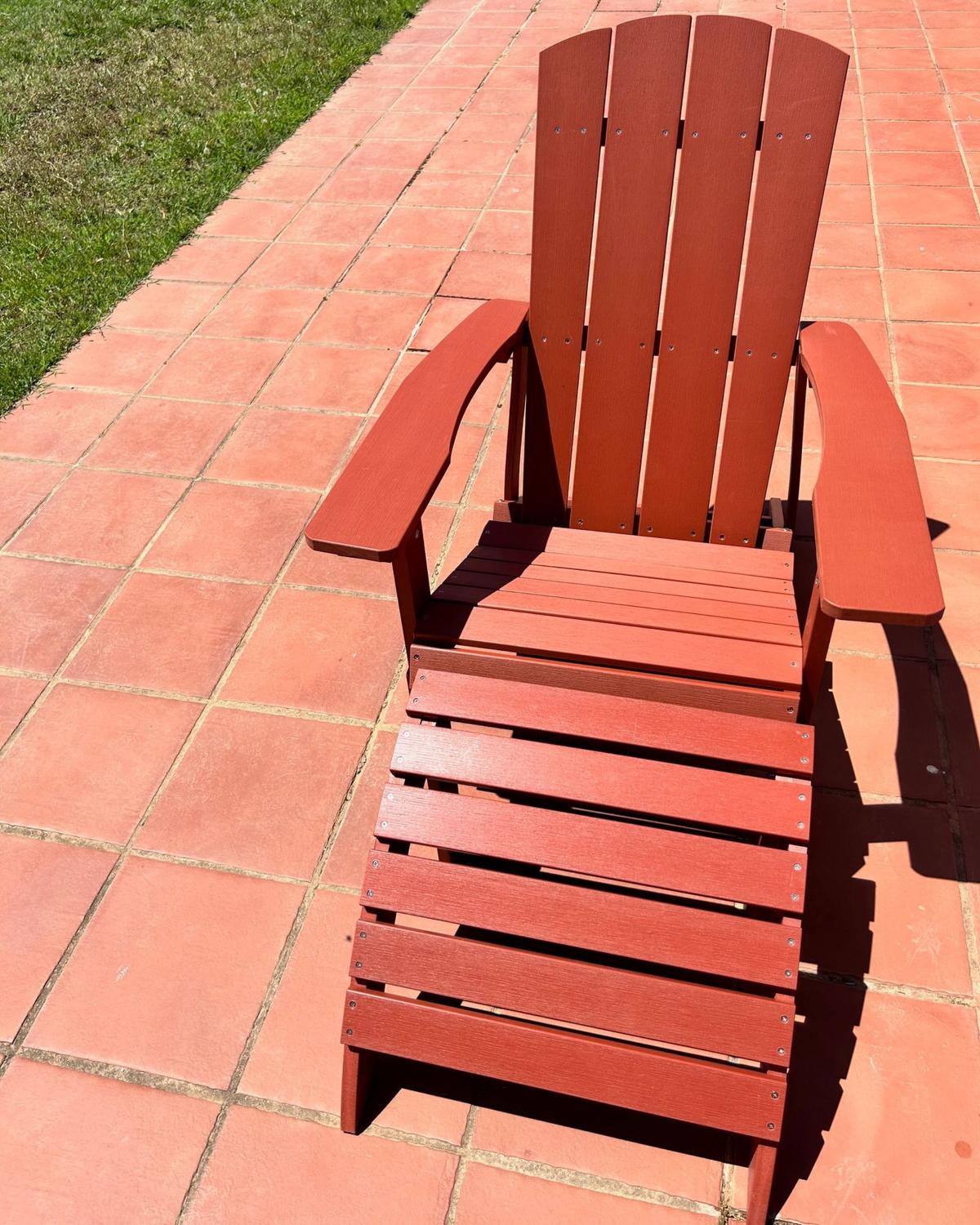 FUSSHOCKER Kunstholz rot Adirondack - Rot, Kunststoff (50/34/43cm) - Beliani