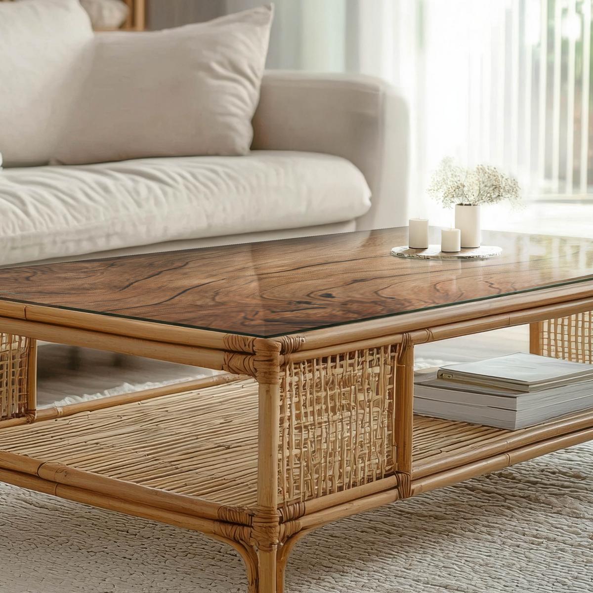 TISCHPLATTE 100x70 cm Natürliche Holzmaserung - Braun, Glas (0.4/100/70cm) - TULUP